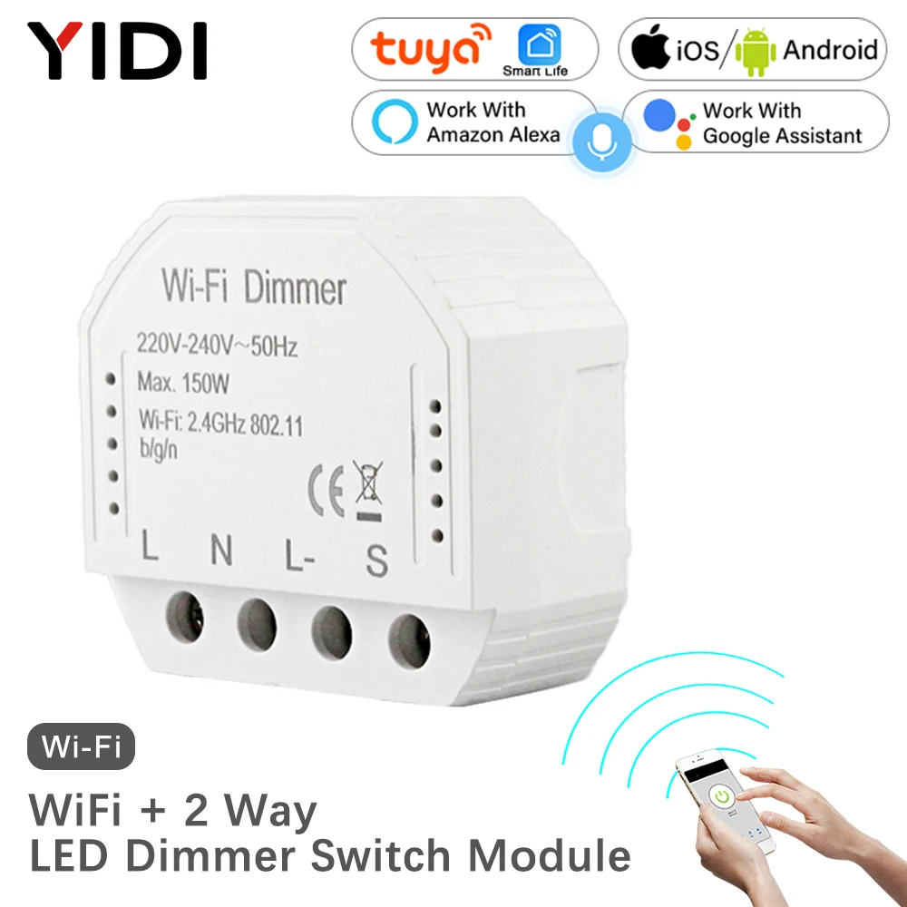 DIY Smart WiFi Light LED Dimmer Switch Smart Life/Tuya APP Remote Control 1/2 Way Switch,Works with Alexa Echo Google Home