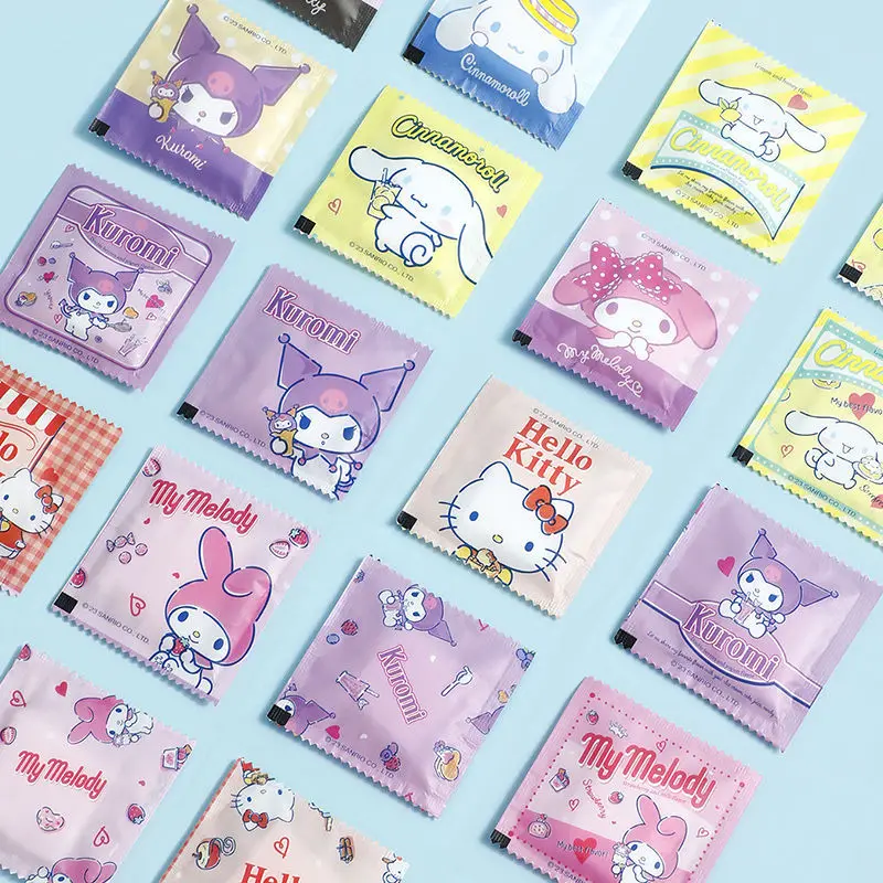 80Pcs Sanrio Hello Kitty Disposable Gloves Kawaii Household Individually Wrapped Food Kitchen Thickened Anti-Slip Gloves Girls