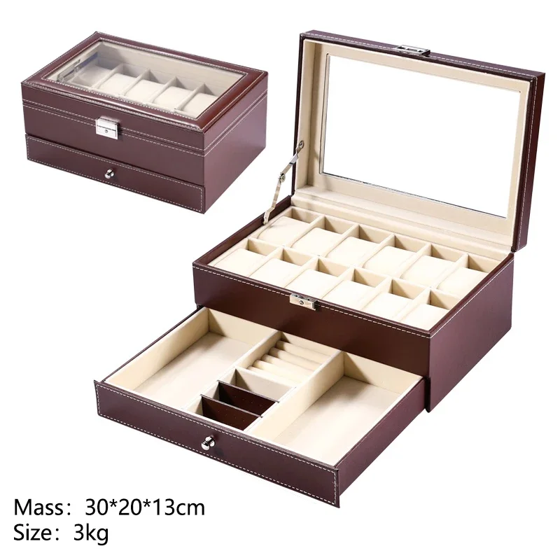 For Watch 20 Position Watch Case Skylight Watch Jewelry Storage Hand String Box Large Capacity Watch Collection Customizabl Logo