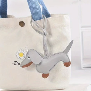 Sevimli Yavru Köpek Kolye anahtarlık, Dachshund PU deri, moda aksesuarları, bir çanta için anahtarlık 8 en çok satılan, hayvan derisi-no 3