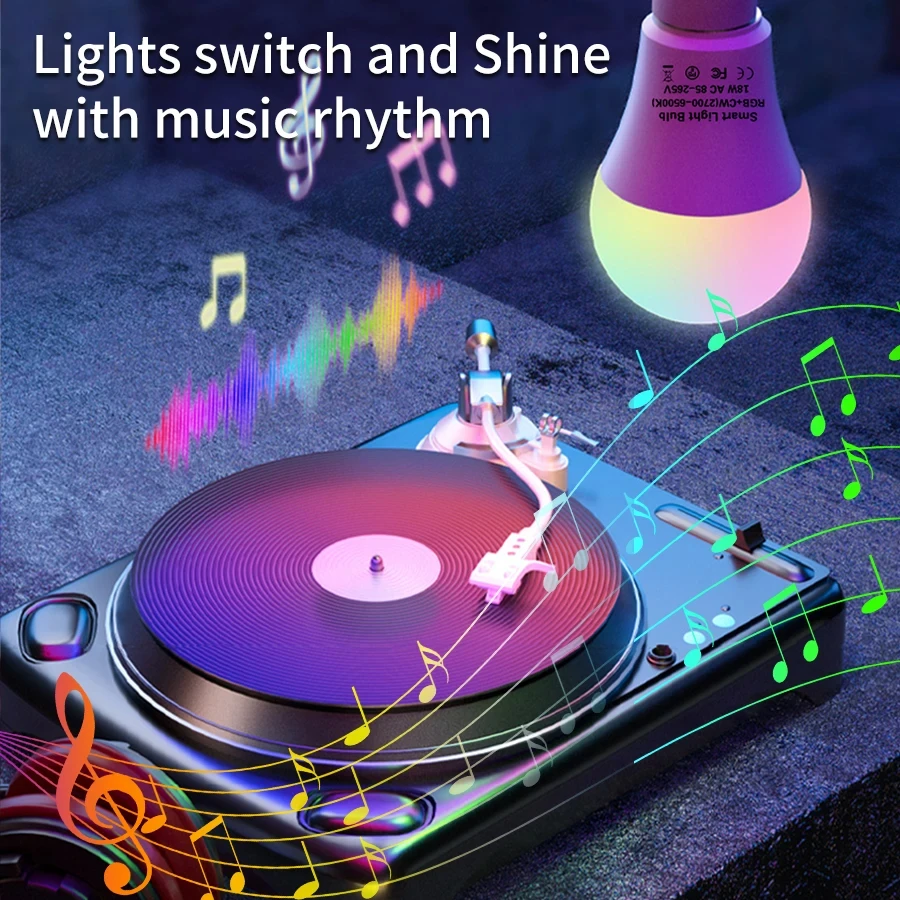 AC85-265V 15W E27 Bluetooth Smart Bulb Tuya Smart Life App Control Dimmable Music Sync Timing Function Party Bedroom Decor