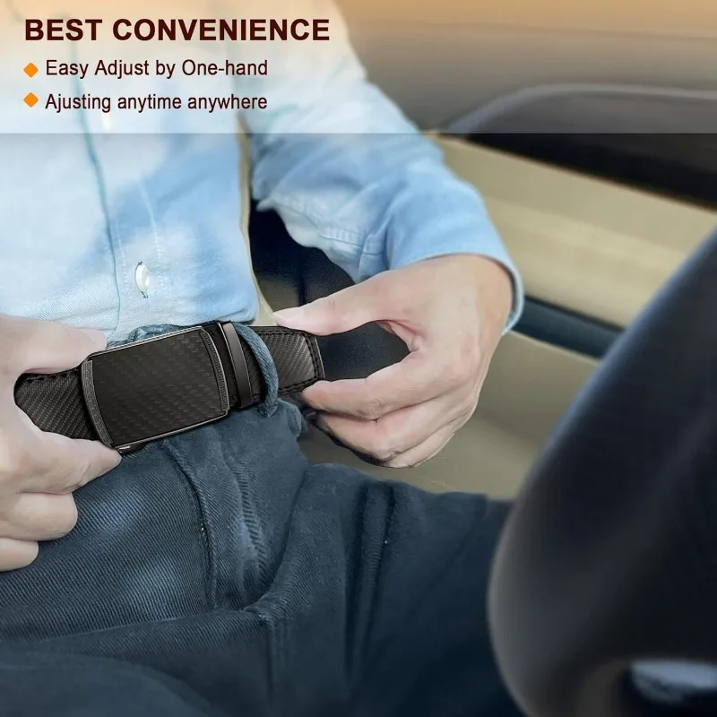 Cinto masculino de couro genuíno com fivela automática, cinto durável e elegante para uso formal, presente perfeito para o dia dos pais