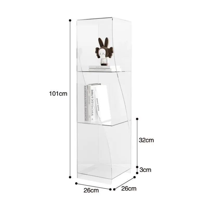 Light luxury acrylic bookshelf storage rack simple transparent multi-layer floor-to-ceiling bookcase wooden living panel