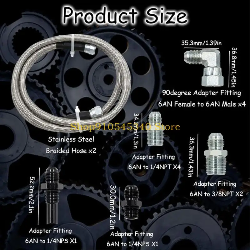 U2JA Braided Transmission Cooler Hose Lines Fitting Compatible for 4L80E TH350 TH400 4L60E 4L80E 700R4 200-4R TR6060 4R70W C5 view 6