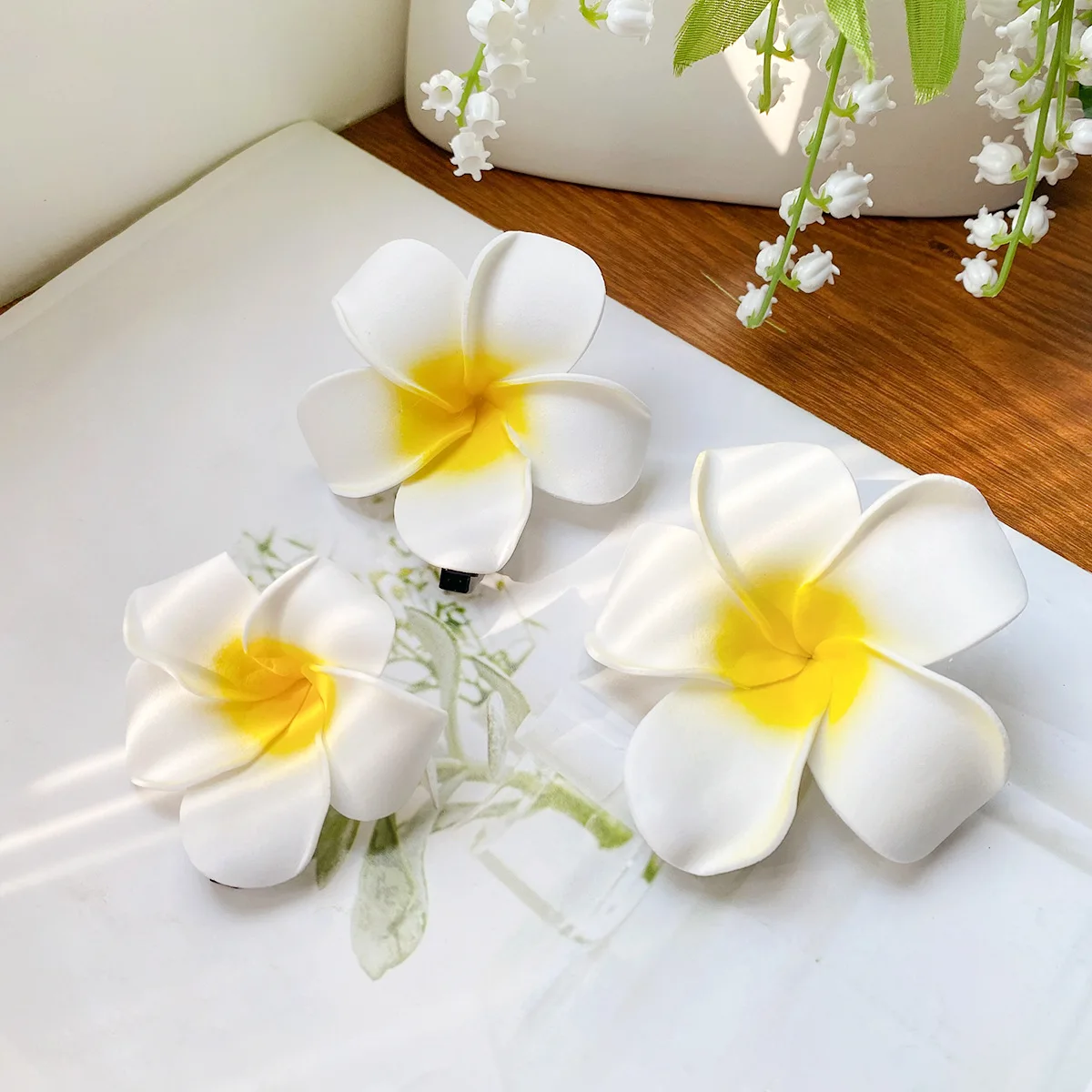Yellow cream egg flower hairpin flower grab clip fresh and beautiful hair grab retro back head hair accessories