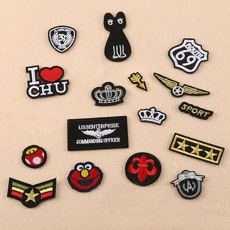 1pc Sport Cat Military Chapter Arrow Crown Embroidery Patches for Clothing Iron on Clothes Jeans Appliques Badge Stripe Sticker