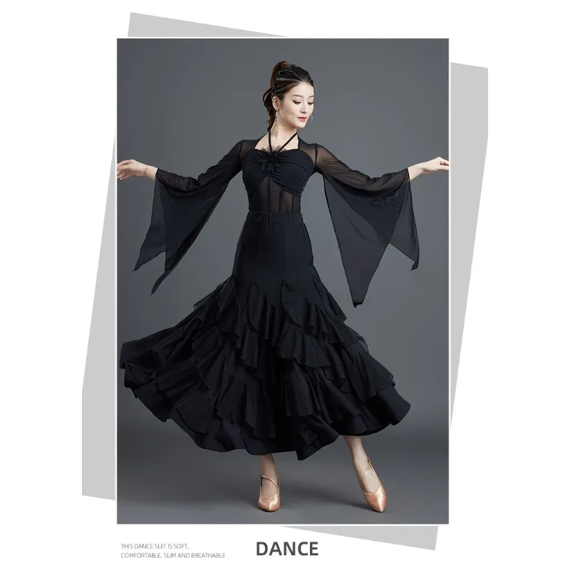 Abito da pratica per tuta da ballo latino per valzer sociale standard da donna con top da danza moderna personalizzato