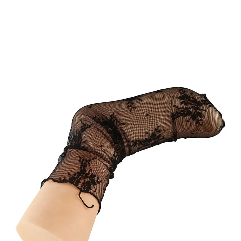 Дышащие прозрачные сетчатые кружевные носки с цветочным принтом, шикарные чулочно-носочные изделия, тонкие тюлевые носки с цветочным принтом JK, женские корейские стильные носки