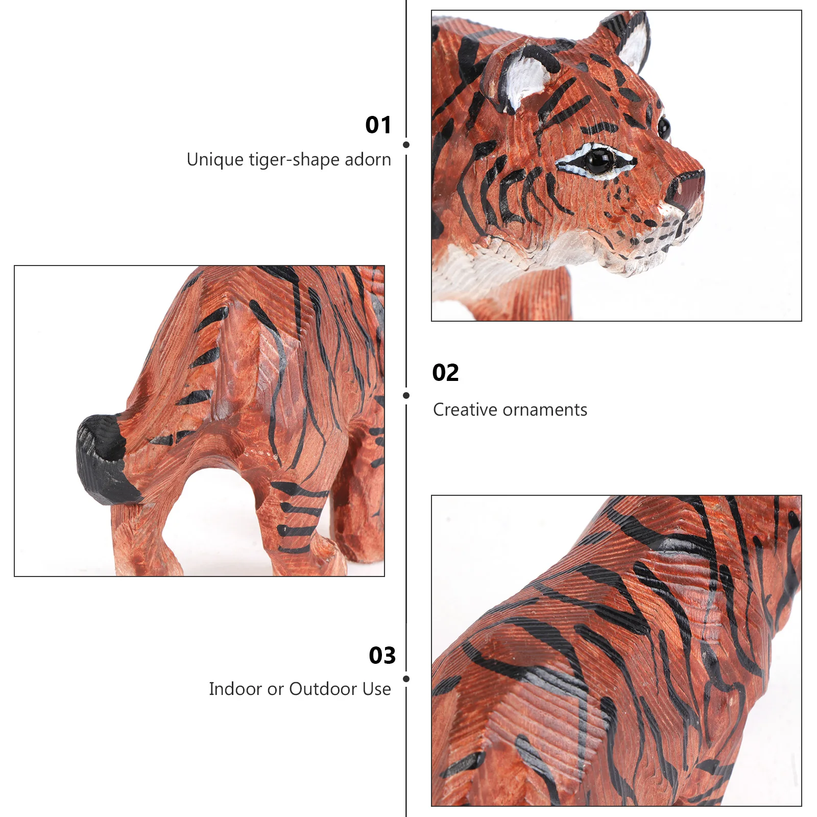 

Wood Tiger nament Craft Decoration Figurines Home Desktop Pine Willow Tree Bedroom Living Room Creative Safe Gardening