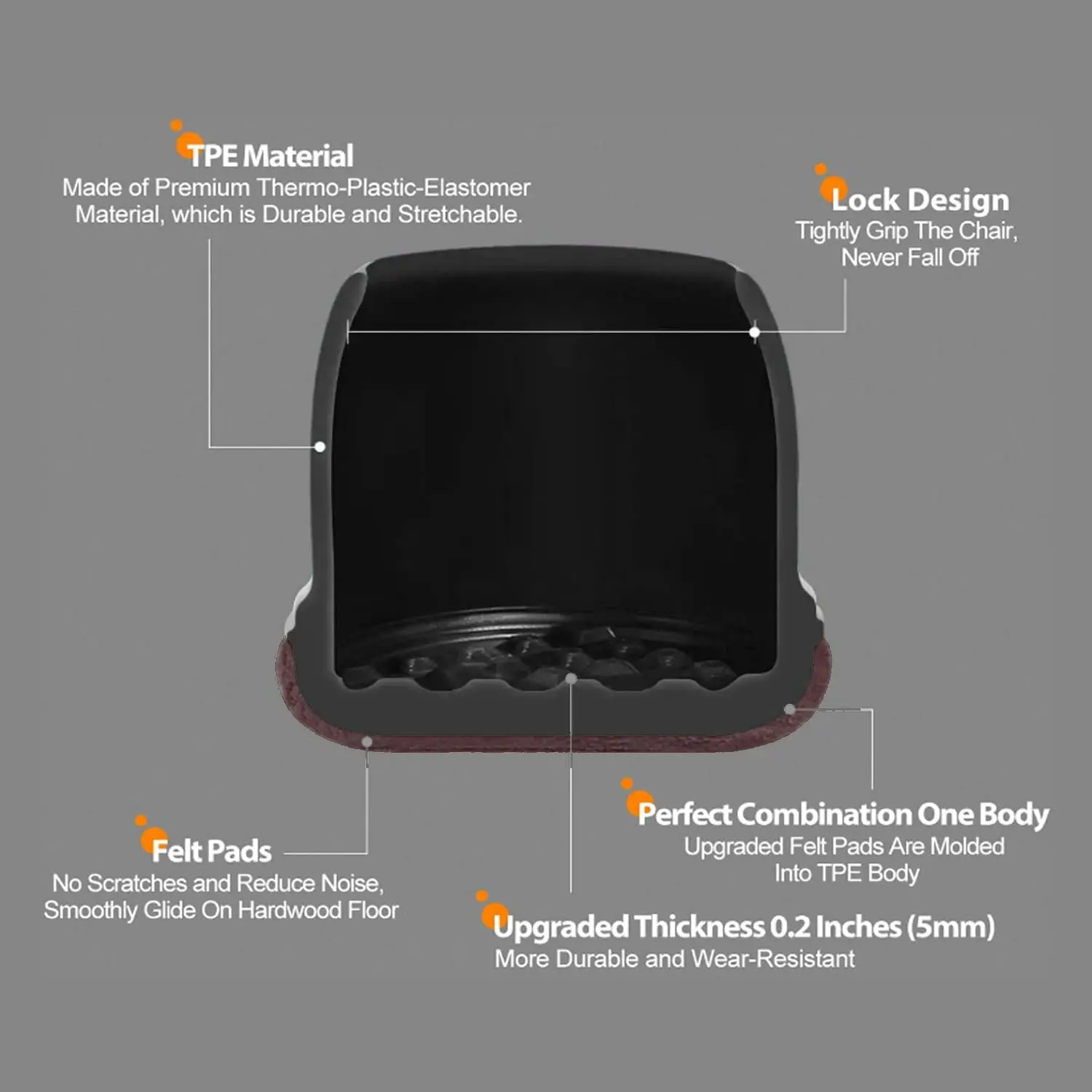 8PCS Black Silicone Chair Leg Floor Protectors Small Round Metal Barstool Leg Furniture Table Feet 360 Degree Protection
