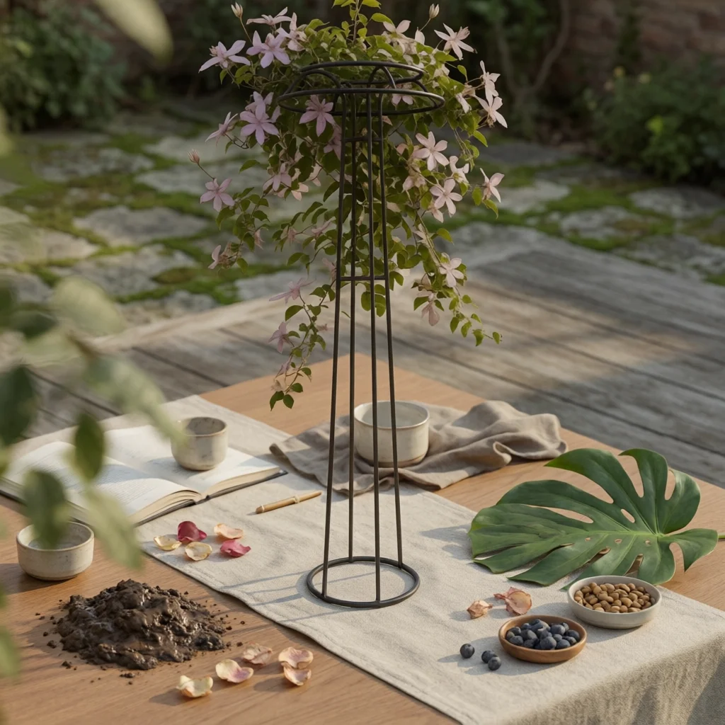 Cap-Topped Top Trellis Decorative Design Metal Climbing Trellis Garden Structure Sturdy Support Easy to Install for Courtyard