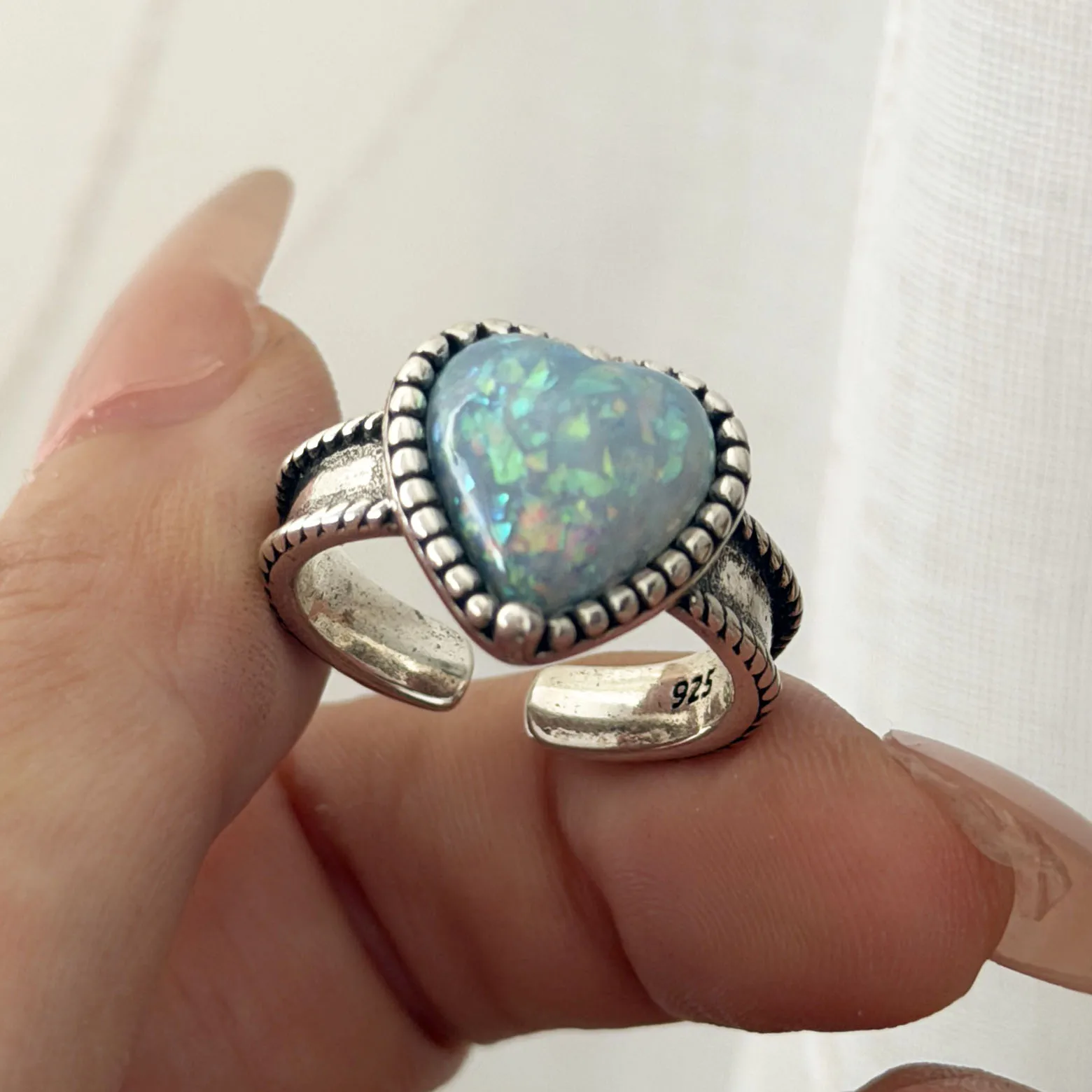 خواتم من الفضة الإسترليني عيار 925 للنساء زوجين الحد الأدنى اليدوية بسيطة الرجعية زهرة حجر خاتم غرامة مجوهرات هدية منع الحساسية