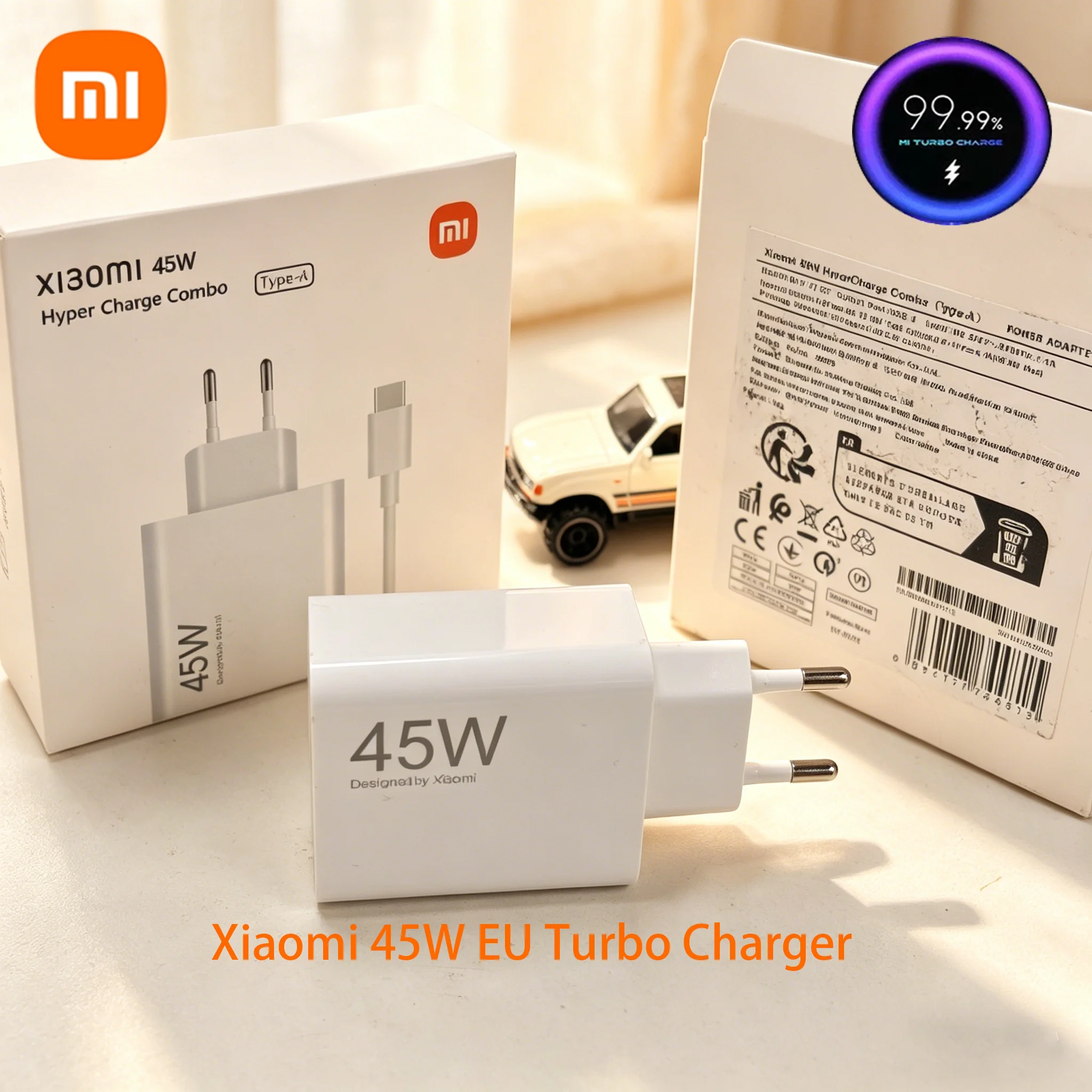 Chargeur EU Original Turbo Xiaomi 45W Charge 6A Câble Type C 1M pour Redmi Note 14 13 12T 11T Pro Mi 13T 12 10 9 Pad 7 6