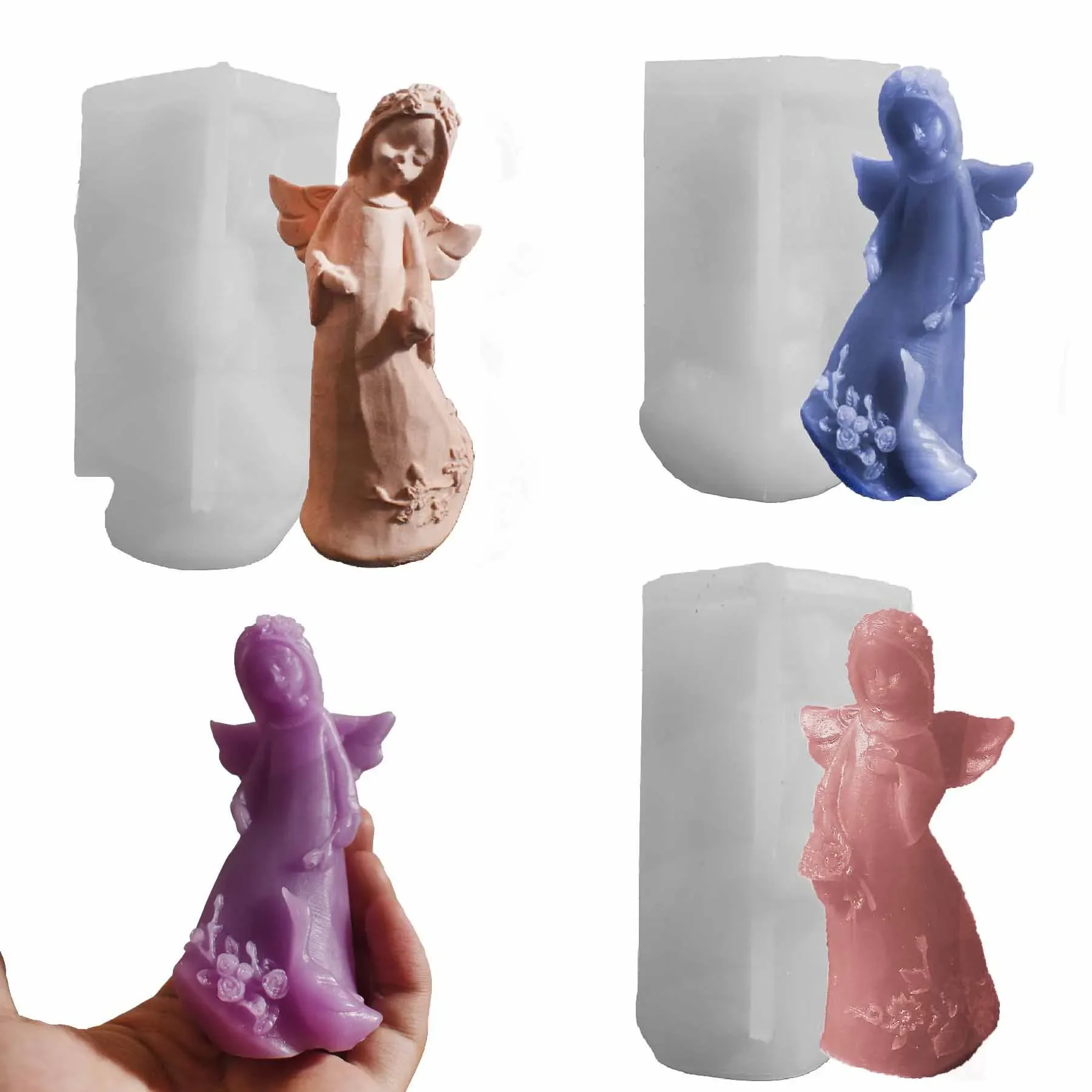 

DIY силиконовая форма гирлянда ангел девушка ароматическая свеча клетчатый гипсовый орнамент домашний сад принадлежности для рукоделия