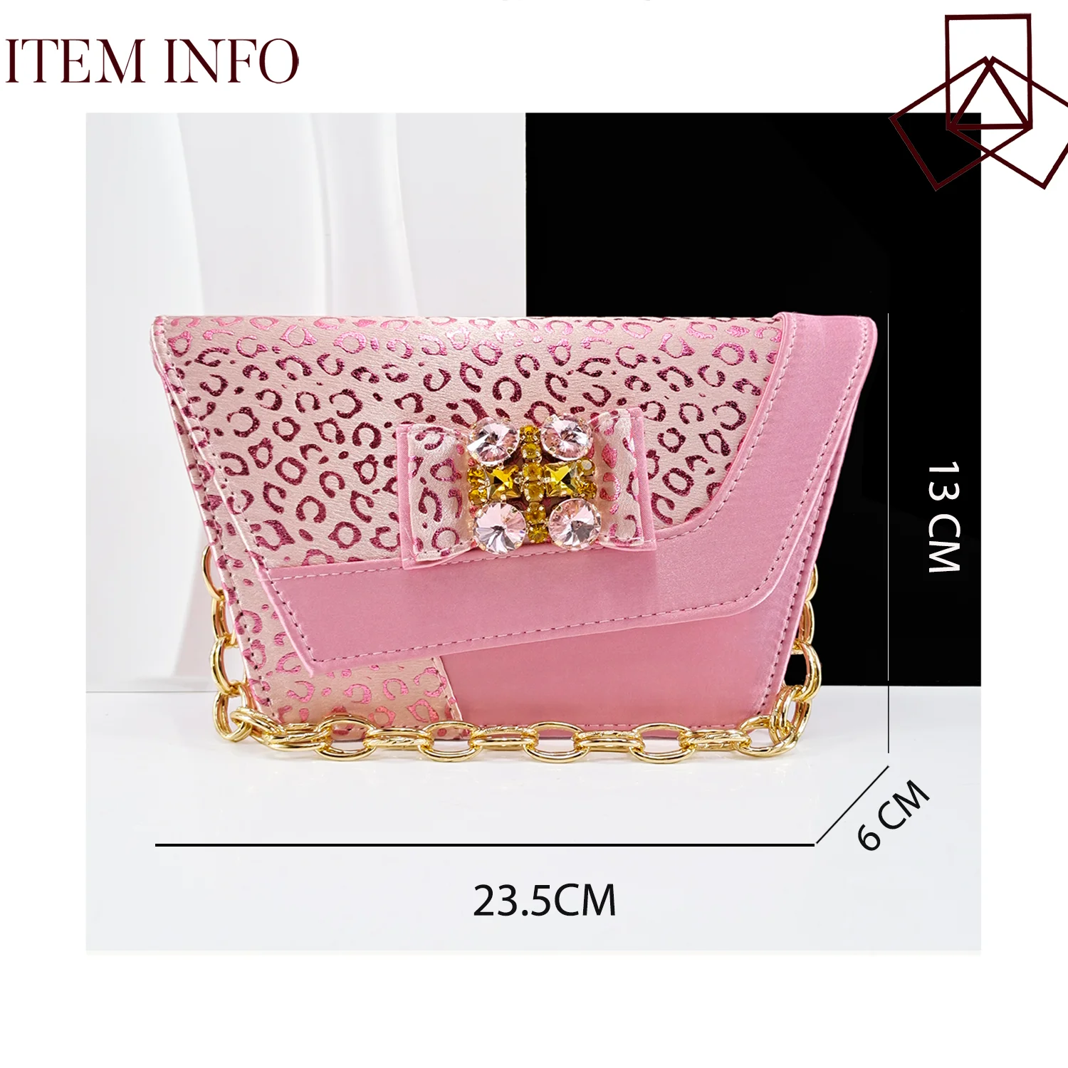 Queena Yan  2025 Shiny Italian Fashion Pointed Toe Women Heel Fashion Rhinestone Decoration Pink Color Shoes And Bag Set view 6