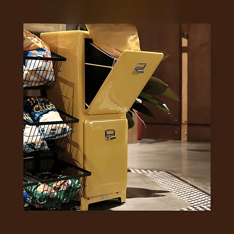 

Double-layer flip cabinet, flip door and tipping bucket cabinet, an industrial style retro trash can