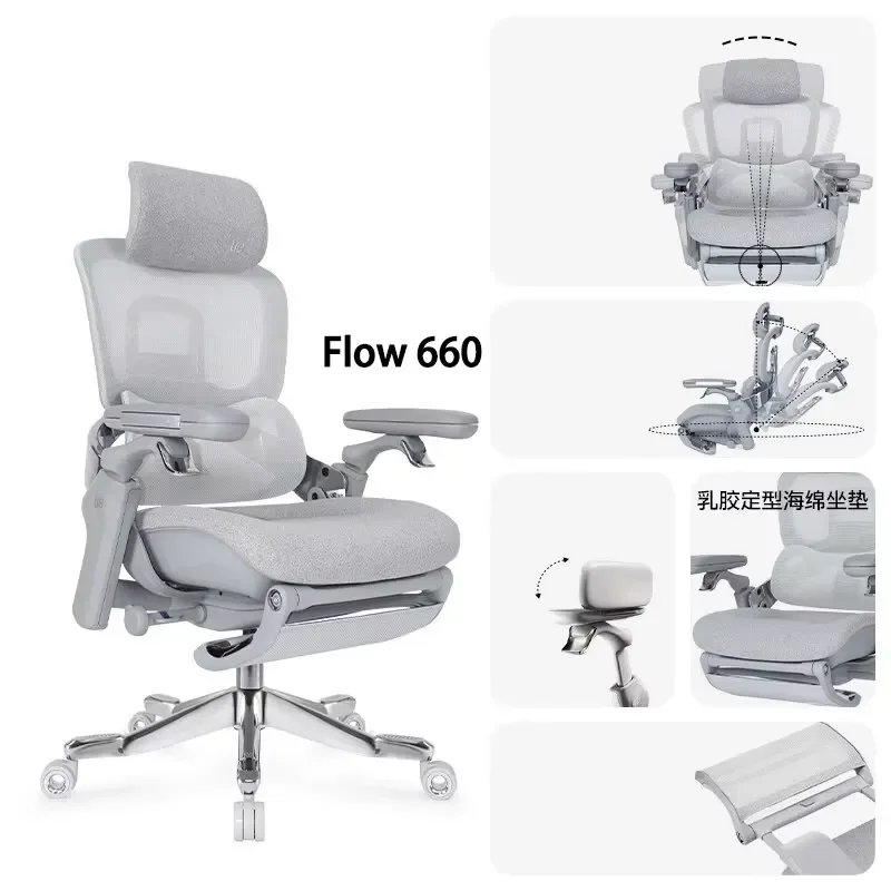 2026 Ergonomic Office Chair Adjustable Lumbar Support Dynamic Backrest Headrest Armrests Breathable Mesh Chair Long Sitting