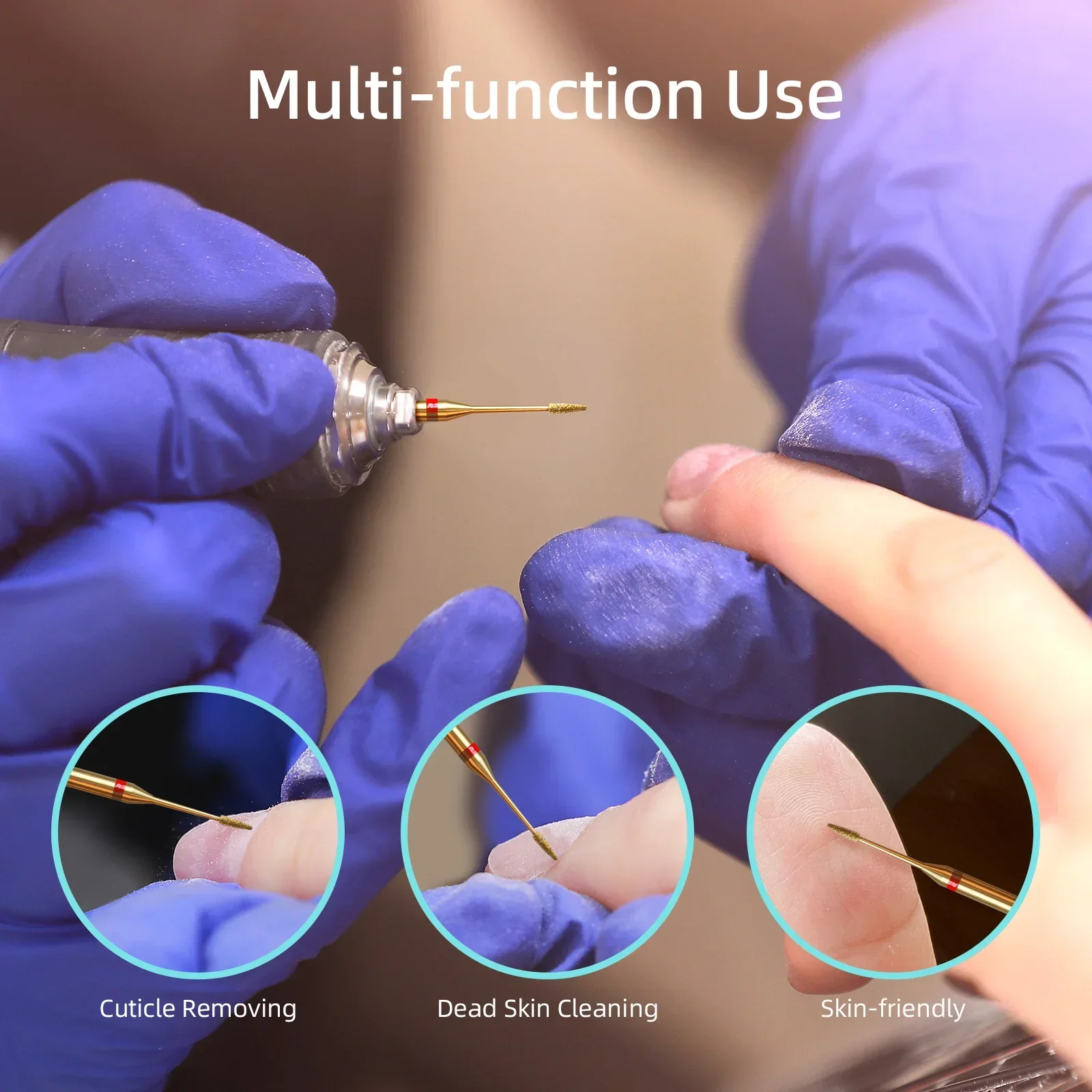 1 mm Mini Cone Cuticle Clean Nagelbohrer, Titan Russische Diamant-Nagelbits, Nagelreiniger-Zubehör für abgestorbene Haut