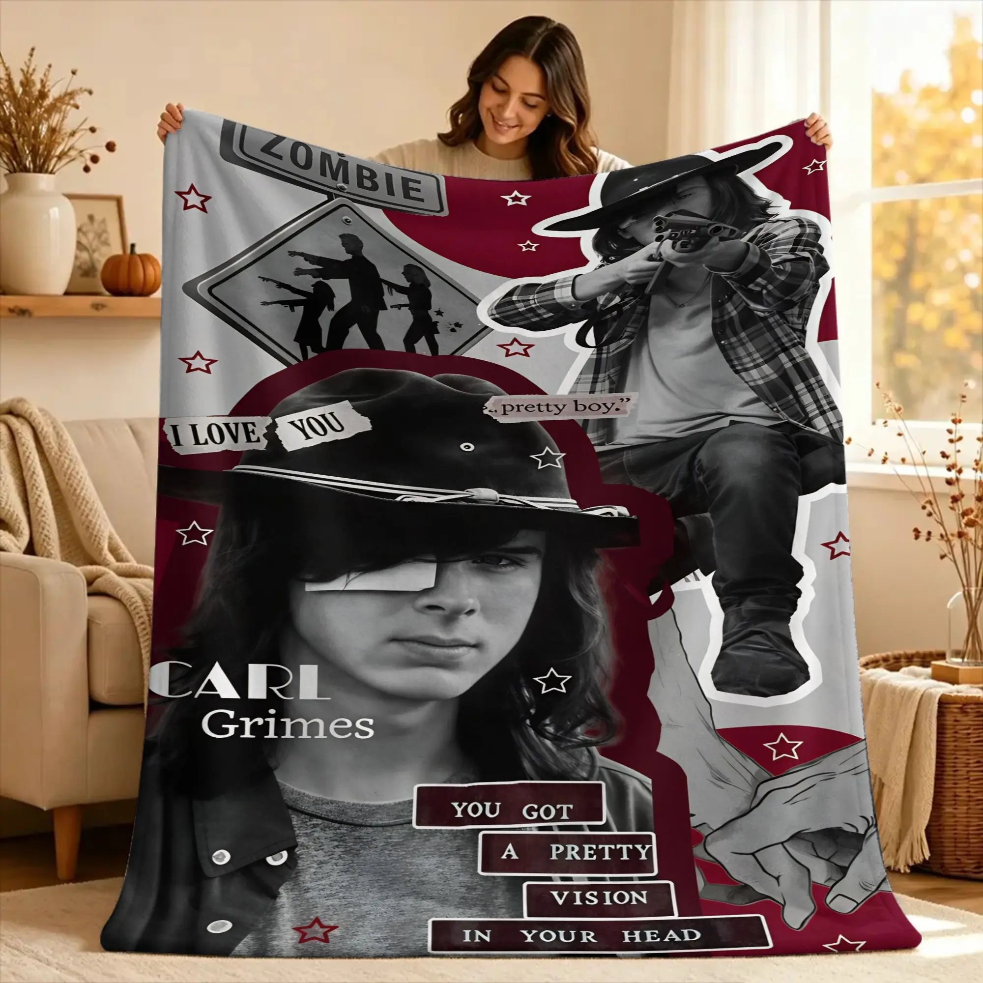 Soft Blanket Decorative The Walking Dead Carl Grimes Throw Blanket  Flannel Bedspread For Home Decor Fluffy Sofa Bed Cover