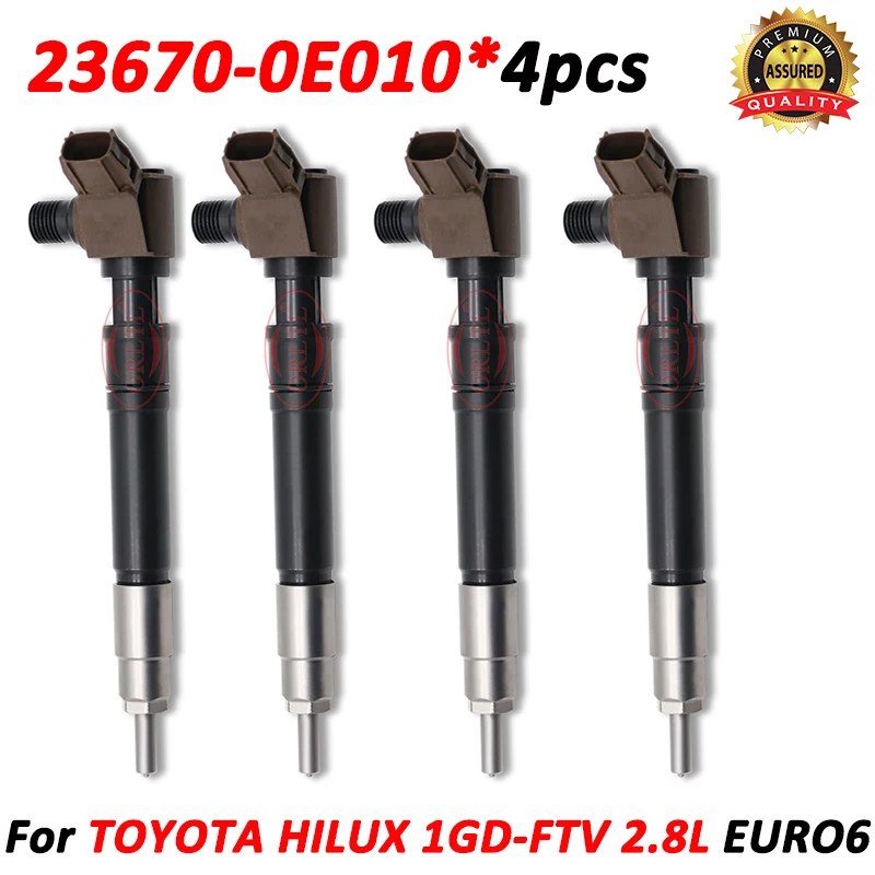 4pcs 23670-0E010 Piezo Injector 23670-09420 Diesel Injection Nozzle 23670-19015 23670-11010 For Toyota Hilux 1GD-FTV 2.8L Euro6