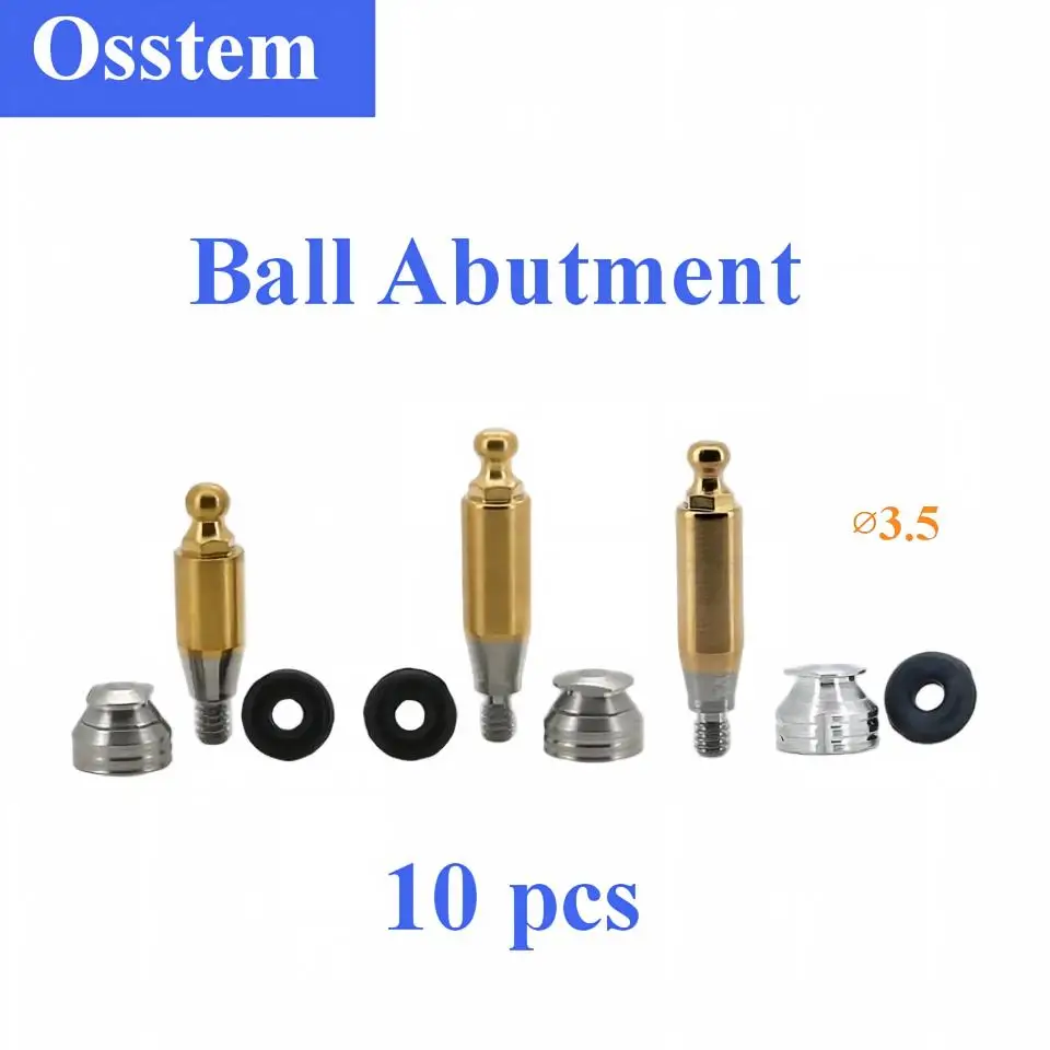 10Pcs Dental Ball Abutment Compatible With Osstem Fixtures Mini Regular Titanium Removable Overdenture Restorative Tool Supplies
