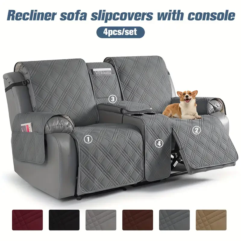

2seater Recliner Cover with Side Pocket Elastic Lazy Relax Armchair Cover Pet Kids Anti-dirty Loveseat Slipcover funda sofa Home