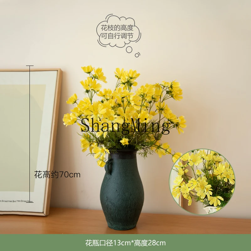 DHY simulated flower plant decoration desktop ornament display daisy fake vase floral arrangement