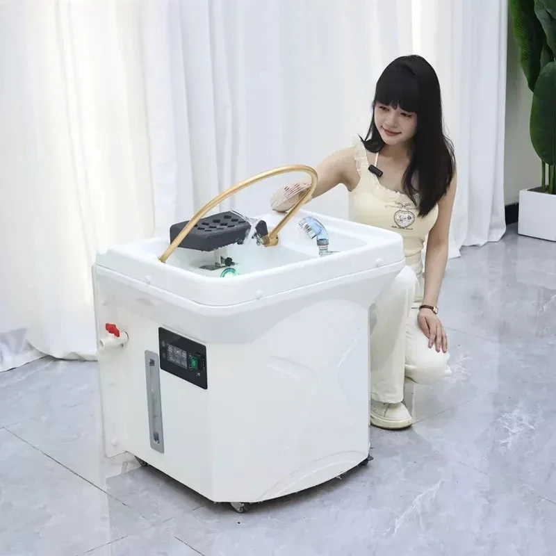 Portable Shampoo Bowl for Beauty Head Spa Water Circulation Removable Head Treatment Barber Washbasin Equipment
