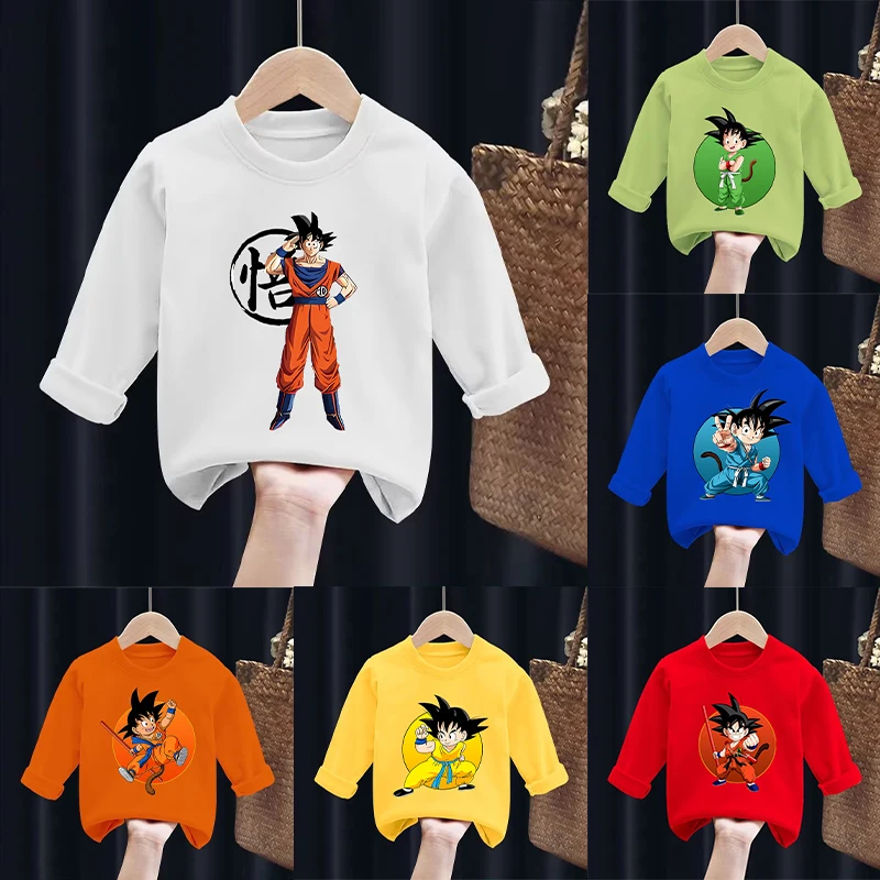 

Dragon Ball Long-sleeved T-shirt Girl Kawaii Casual Outerwear Tops Boy Cartoon Anime Outdoor Homewear Tee Kid Sweatshirt Gifts