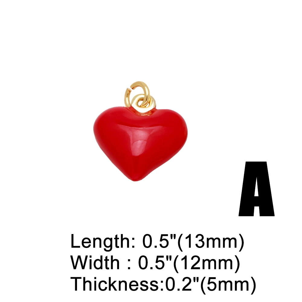OCESRIO  Small Red Enamel Heart Charms for Bracelet Copper Gold Plated Fishstar Star Mouth Jewelry Making Accessories chma326