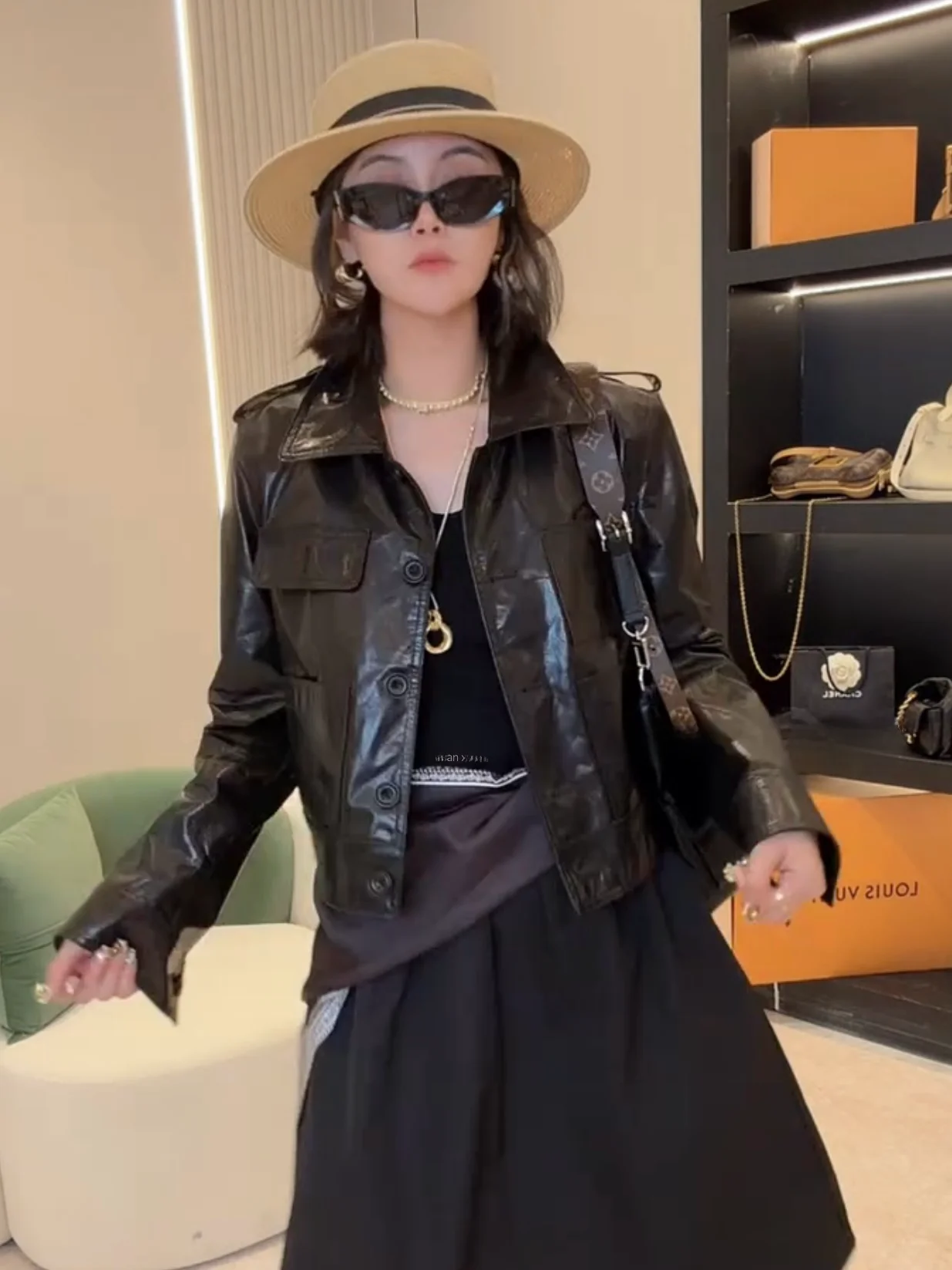 

Ning 2026 New Sle Women's Leather Jaet Genuine eepskin Long Sve Zipper Closure Luxury Feel Small Size Friendly