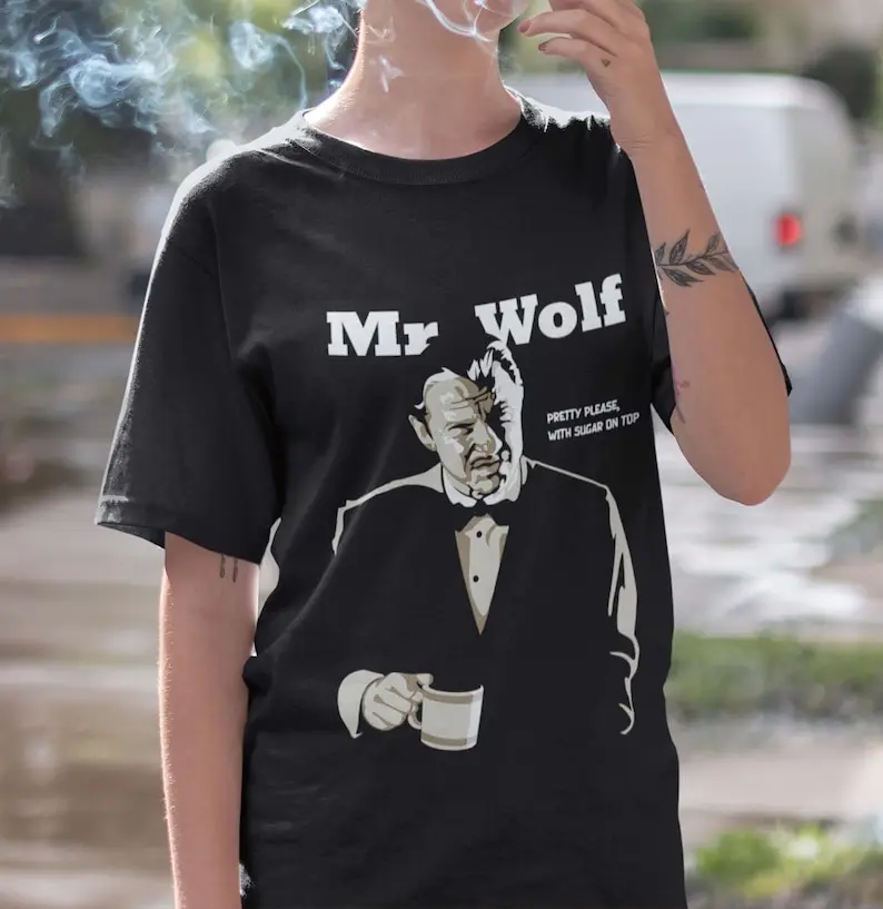 Pulp Fiction Winston Wolf T-shirt , Crewneck Tee Shirt Gift for Quentin Tarantino Movie Lovers Fans, Men & Women,