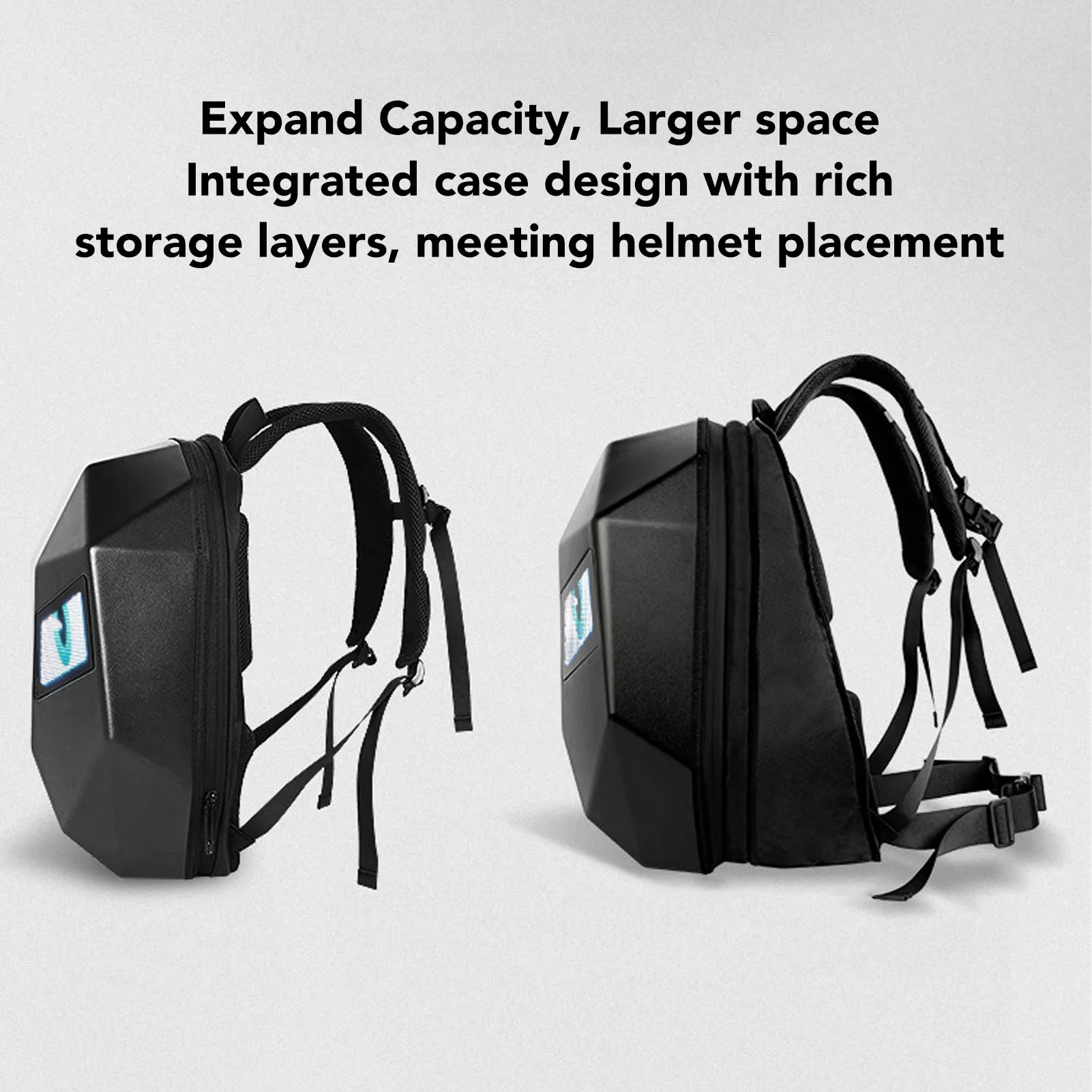Motorcycle Backpack APP Control 3D Hard Shell Full Color Display LED Backpack Large Capacity Programmable Screen for Riding