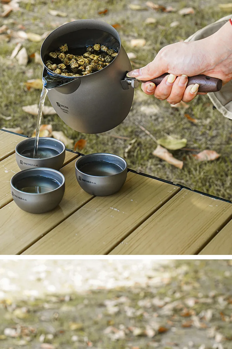 Reiner Titan-Teekessel mit Teesieb, Multifunktionskessel für Outdoor-Camping, Weinwärmer, Milchtee-Topf mit Abnehmbarem Griff – Detail 11