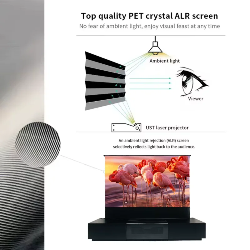 Motorised Laser TV Cabinet and Rising Floor up Projection Screen Integrated Cabinet for All UST Projector Cabinet