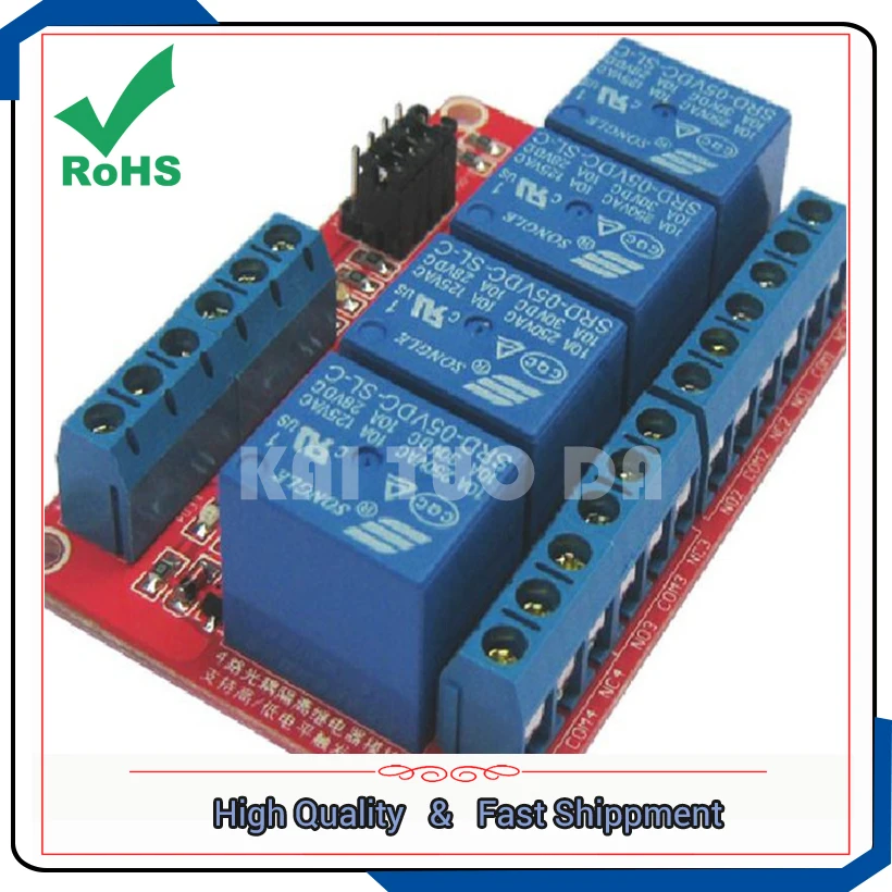 4 way /four channel relay module with optocoupler isolation support high and low level trigger board development board