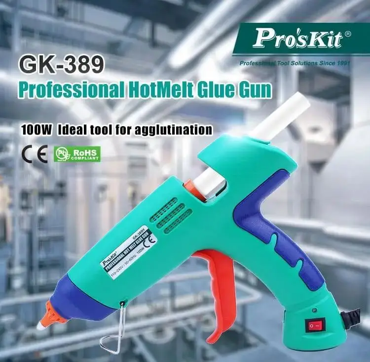 Pro'sKit GK-389H Constant Temperature Hot Melt Glue Guns High Power 100W Instant Heating Long-Life Manual Hot Melt Glue Gun