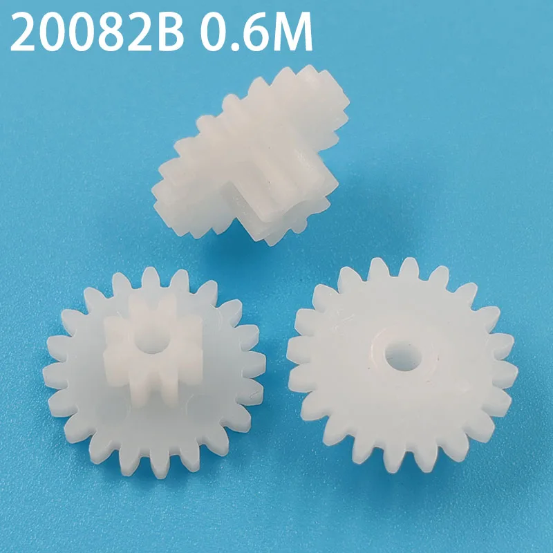 

20082B 0.6M Plastic Double Gear 20T 13mm +8 Teeth 6mm Dual Pinion DIY Toy Motor Repair Parts 20T+8T