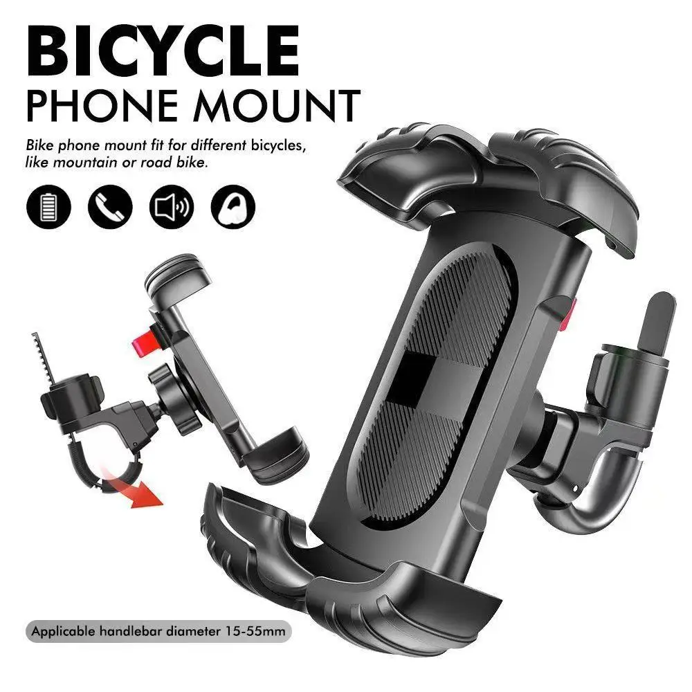 Universal Bike Motorcycle Phone Holder 360° Rotatable Anti‑Shake Handlebar Cell Phone Mount for Bicycle Scooter Smartphone Stand