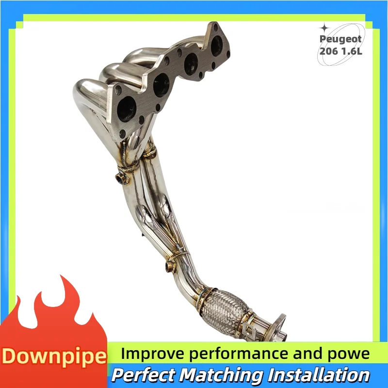 For Peugeot 206 1.6L 4-2-1 Car Accessories stainless steel head section exhaust system no cat downpipe Exhaust manifold