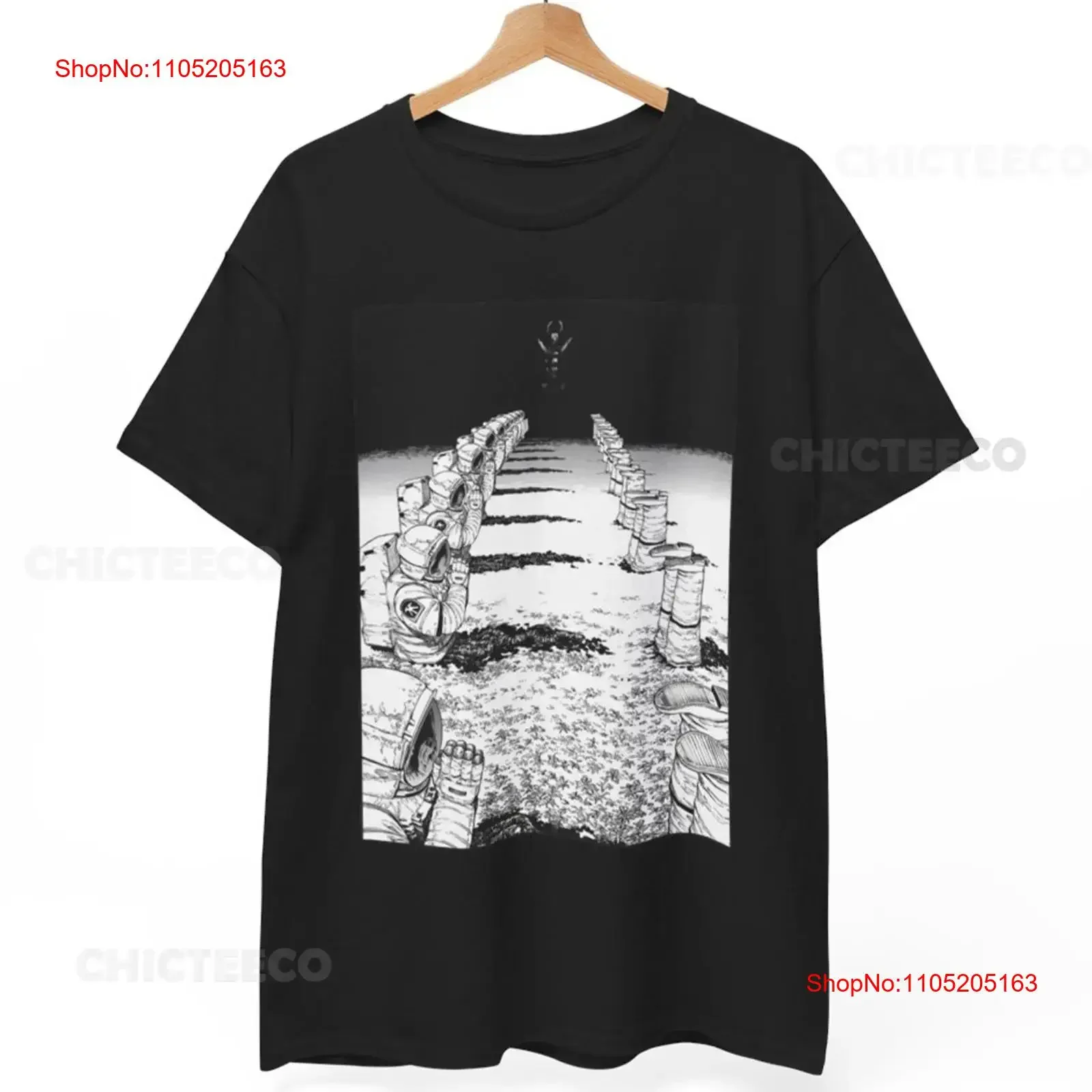 Dark Manga Praying Astronauts T Shirt Gothic Anime Spooky  vintage Washed Stylish Breathable Stretched graphic Comfortable