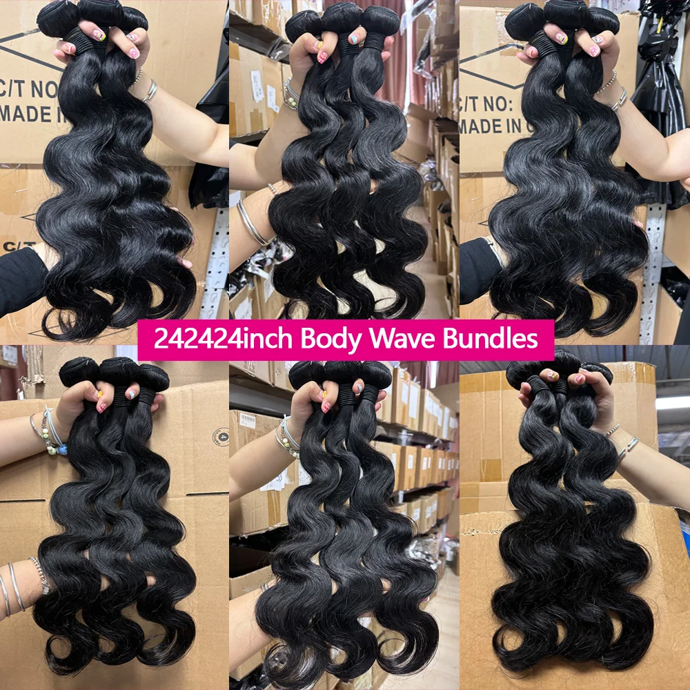 24 24 24 inch Body Wave Bundles Human Hair 100% Raw Hair Bundles 12A Human Hair Bundles 3-5 Days Delivery Bundles Human Hair