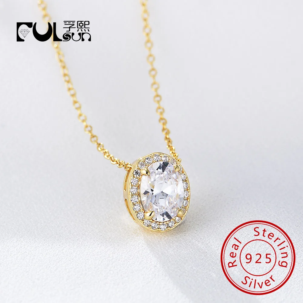 

Design 925 Sterling Silver Oval Pendant Simple Diamond Oval Locket Necklace for women
