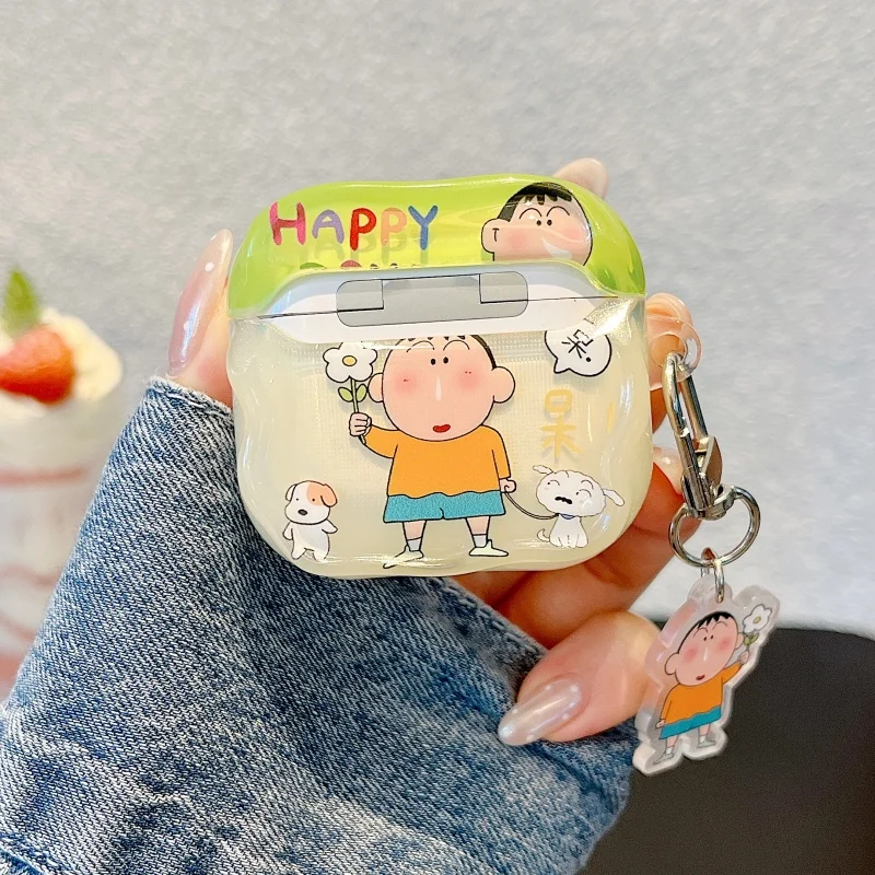 Urocze etui na słuchawki AirPods 1 2 3 Pro 4 Pro2 2nd Pro 3 z motywem Boochan Shin-chan, bezprzewodowe słuchawki Bluetooth ﻿