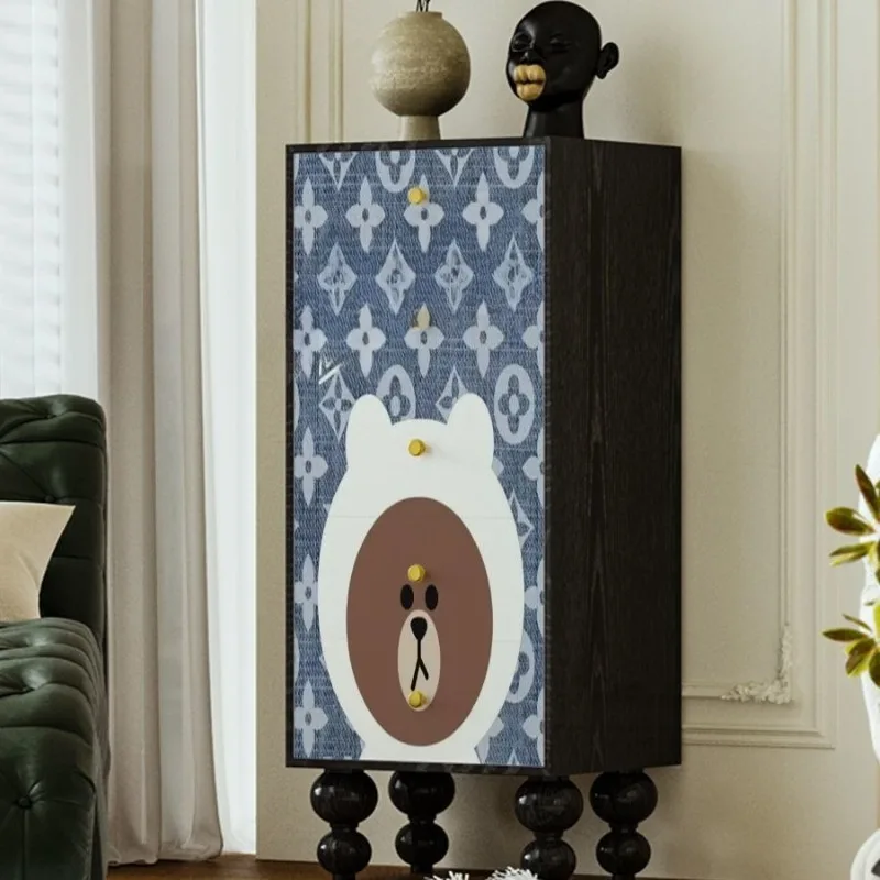 Medieval style living room chest, storage cabinet next to the sofa, walnut solid wood locker, artistic locker, complete cabinet