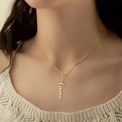 Personalized Empty Heart Pendant Custom Name Necklace Stainless Steel Jewelry for Women Customized LOGO Nameplate Necklace Gift