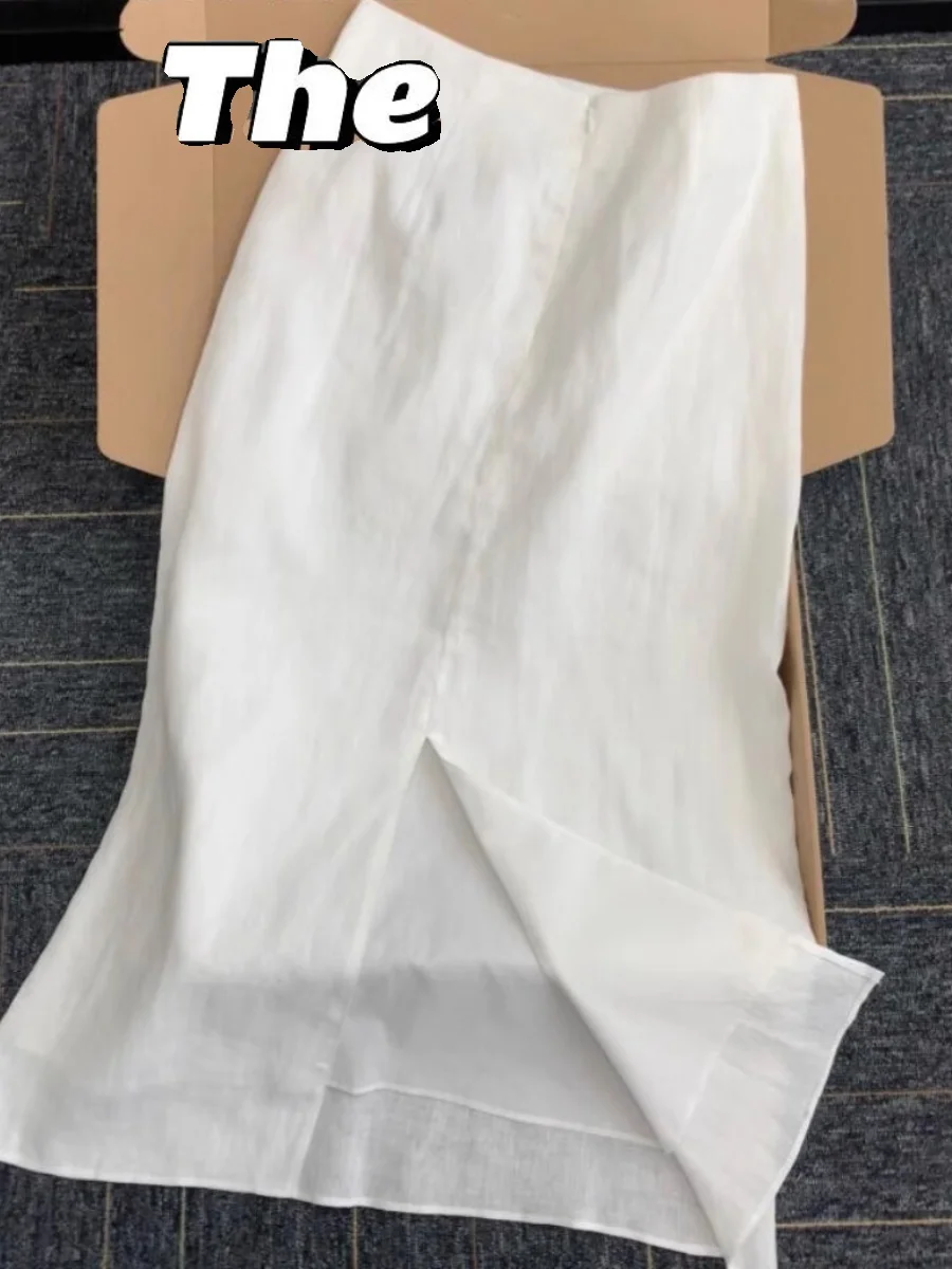 

Юбка Berkeley с высокой талией, женская весна-лето, новая хлопково-льняная юбка трапециевидной формы с разрезом, корейская юбка