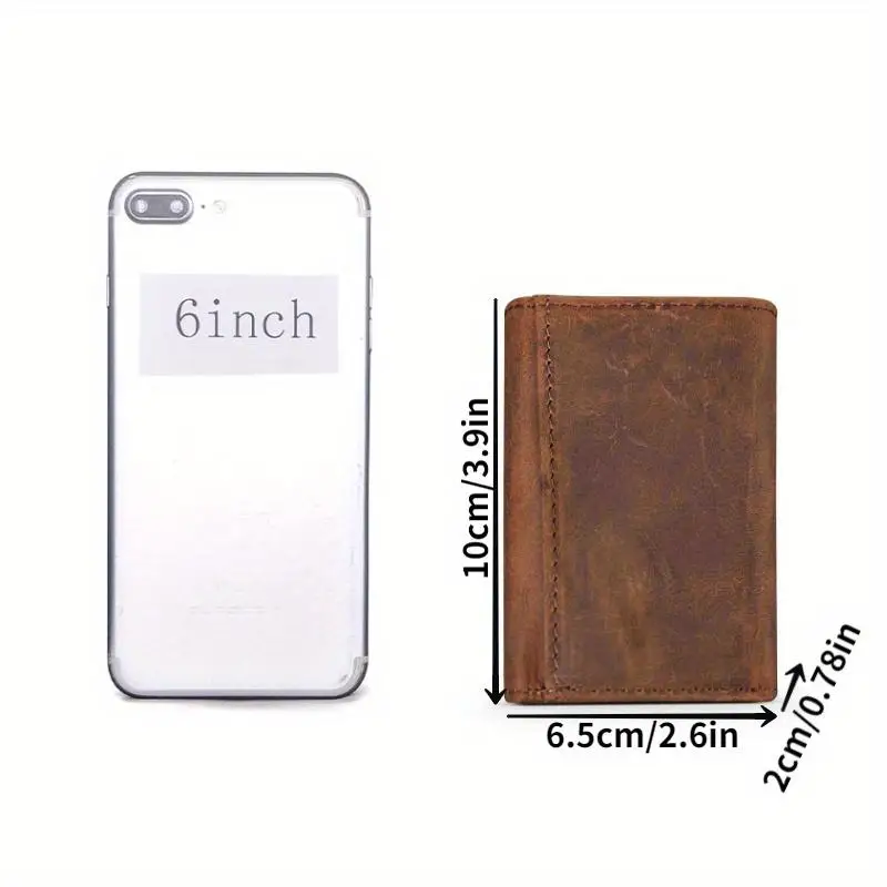 1PC Coffee Colored Head Layer Cowhide Wallet Multi Functional Men Oil Wax Leather Foldable Coin Banknote Key Holder Key Ring