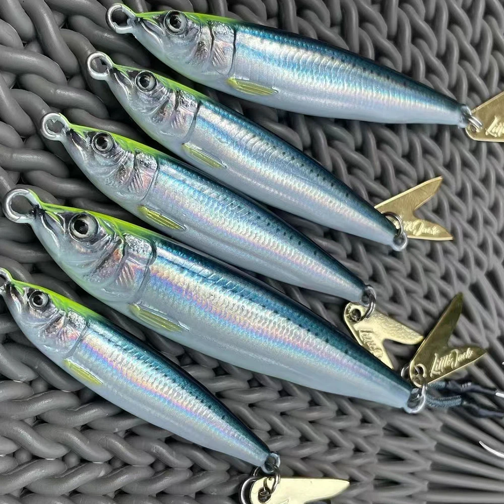 40G60G80G Metal Jig 3D Saltwater Slow Pitch Sinking Shore Jigging Trolling Fishing Lure Bass Spoon Bait For Tuna Mahi Marlin