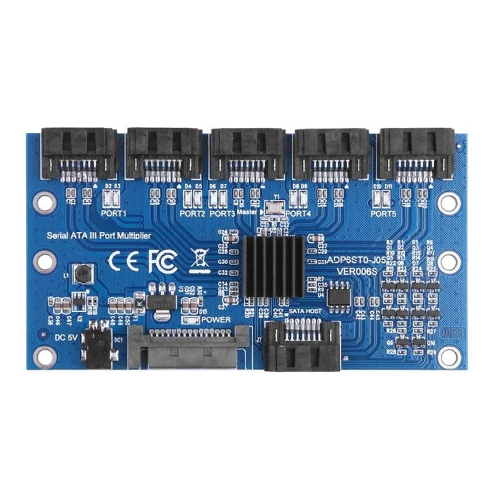 SATA Expansion Card 1 to 5 Port SATA3.0 Controller Card Supports 6-port 6.0Gbps SATA III Interface Hot-Plug